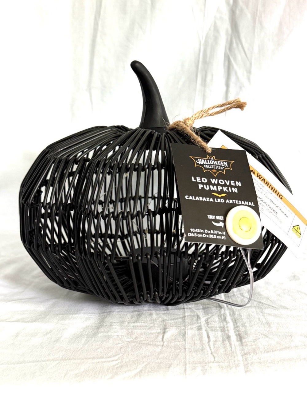 LED Woven Pumpkin Lantern - Black